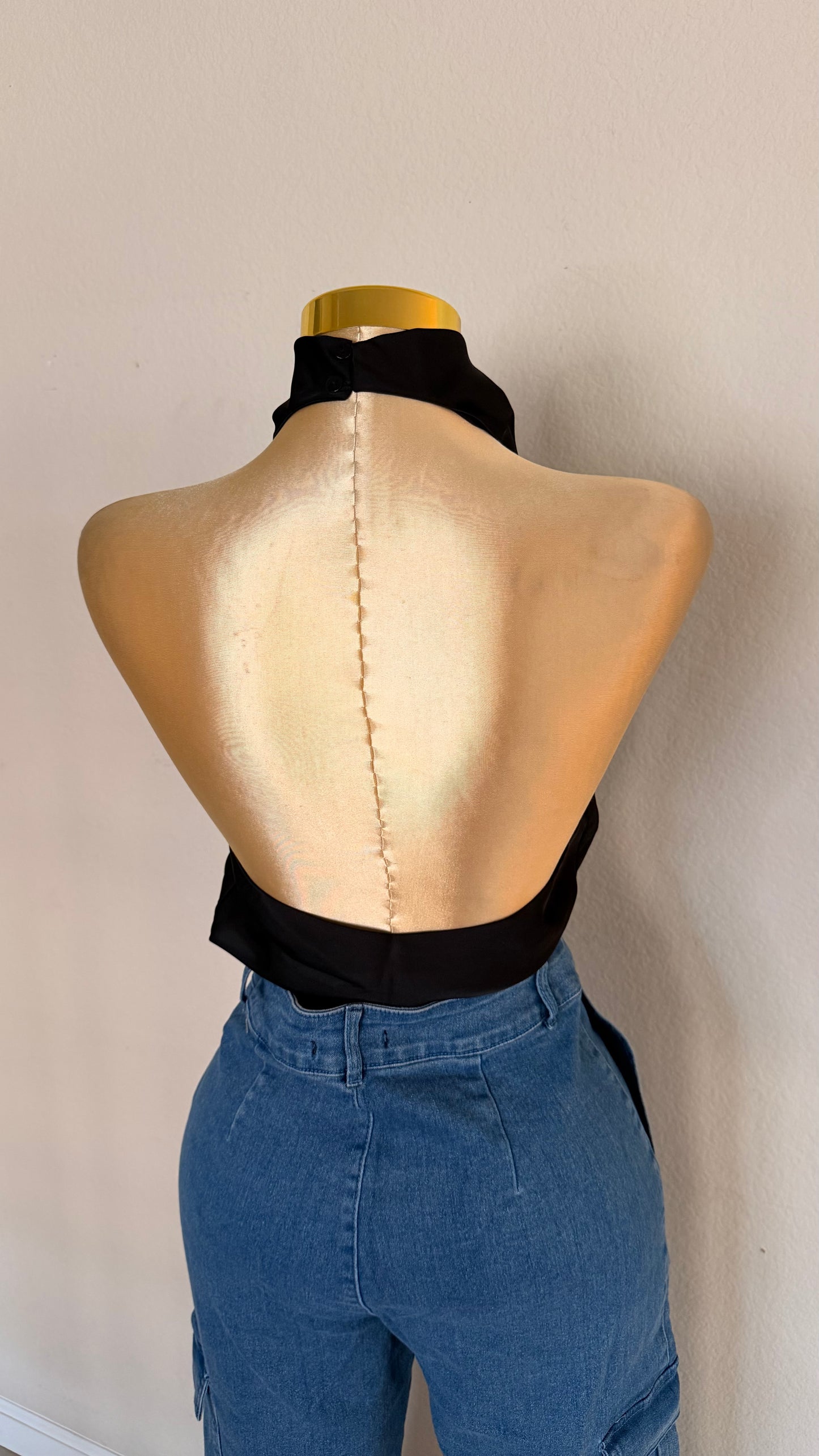 Silk Halter Top - Black