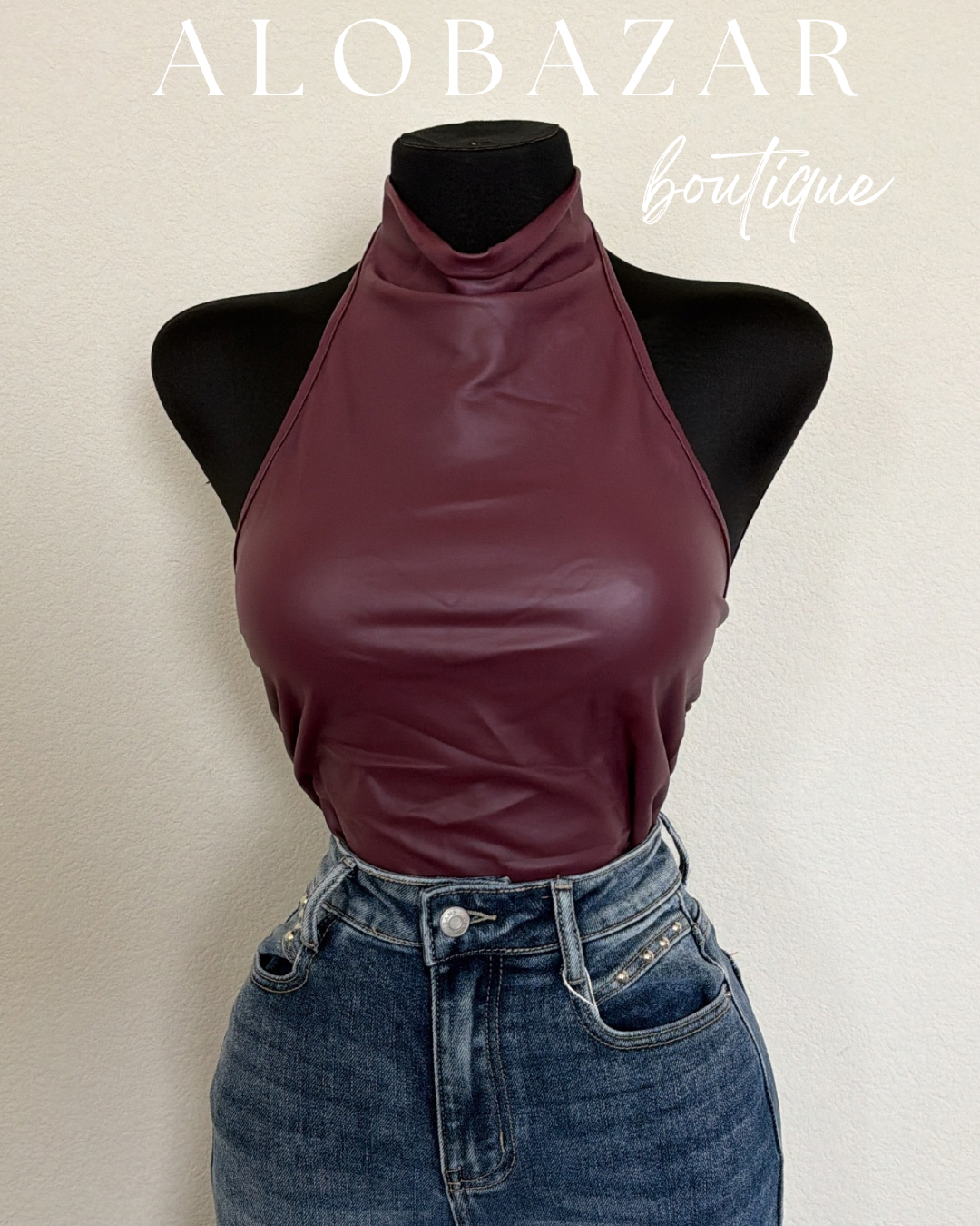 Faux Leather Halter Top