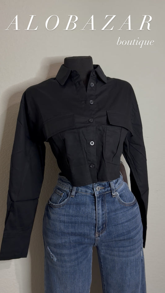Cargo Cropped Button Up