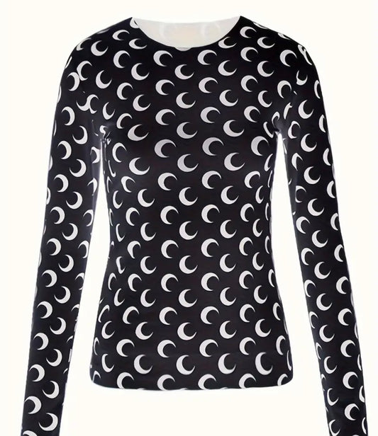 Under the Moon Top - Black and White