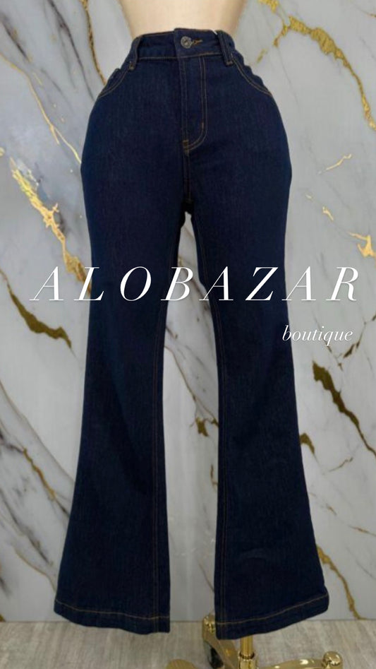 Dark Wash, Mid-Rise, Flare Jean