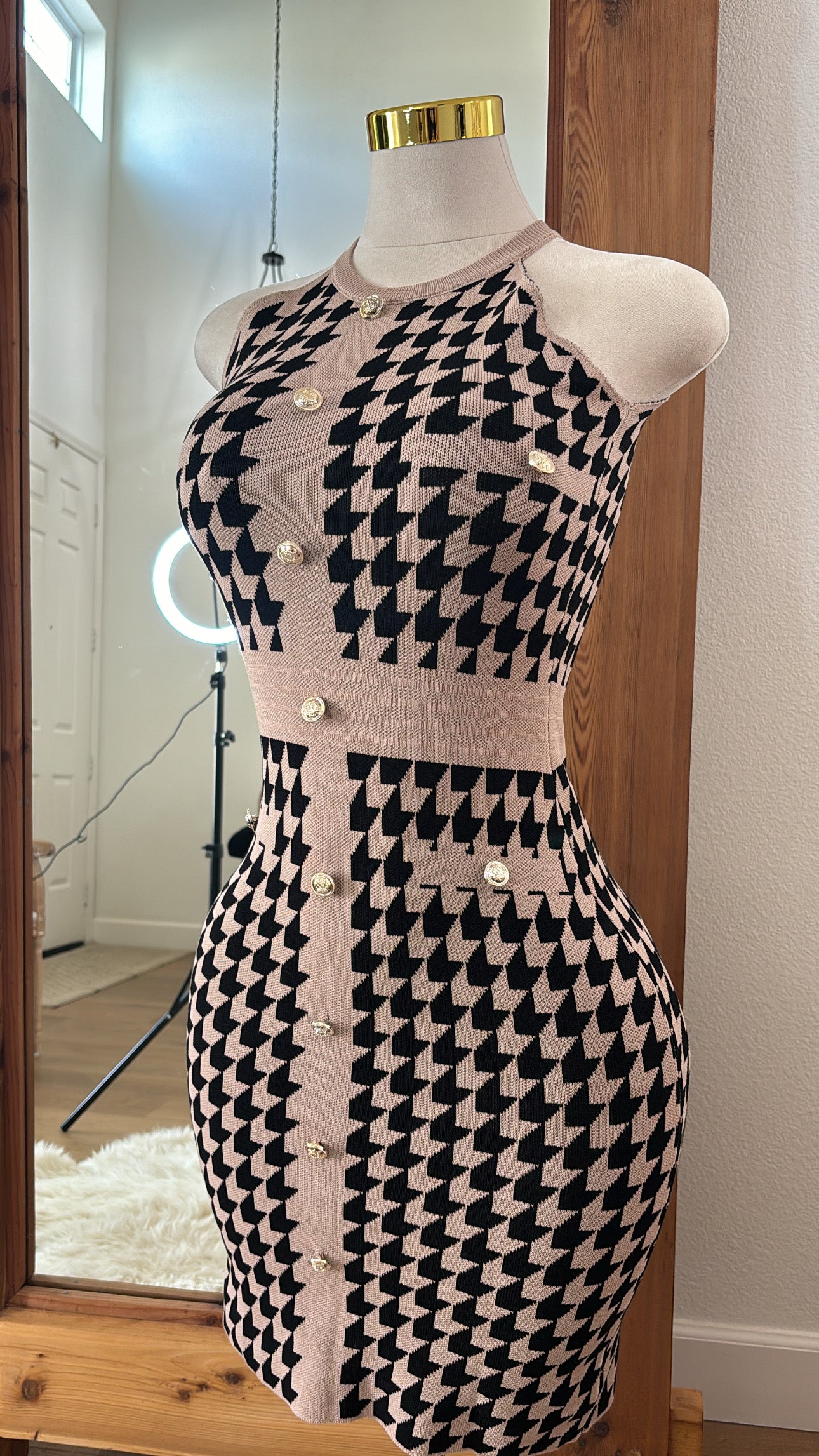 Nayeli Nude Button Dress