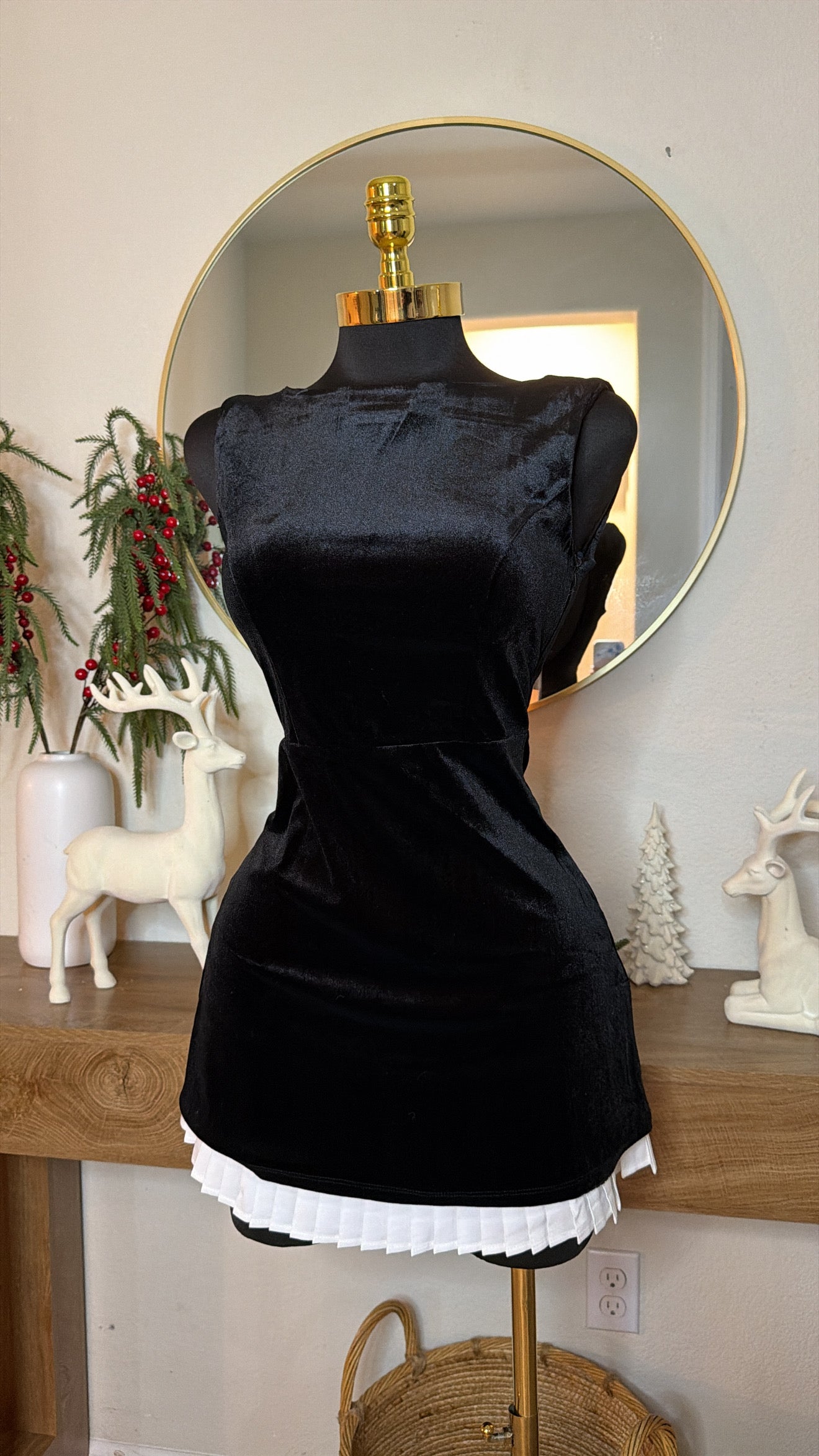 Velvet Pleated Dress