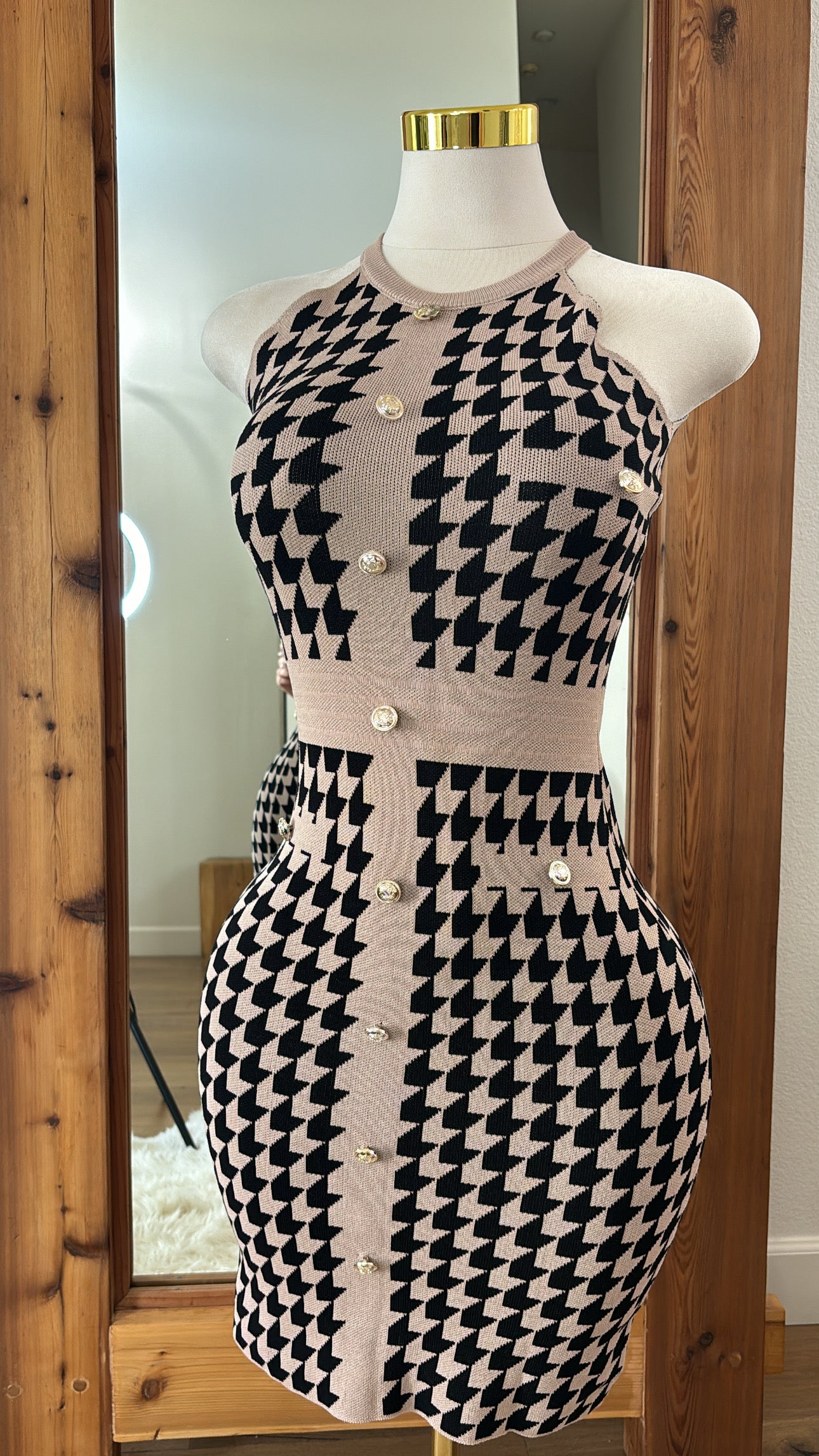 Nayeli Nude Button Dress