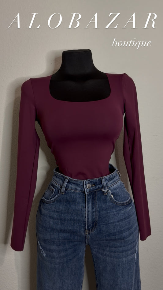Wine Red Long Sleeve BodySuit