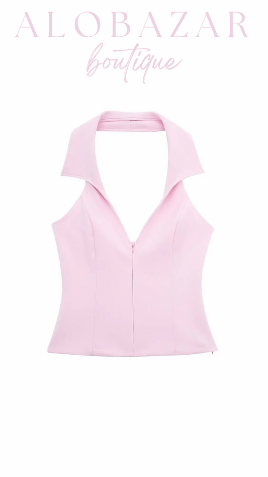 Zarah Halter Zipper Top