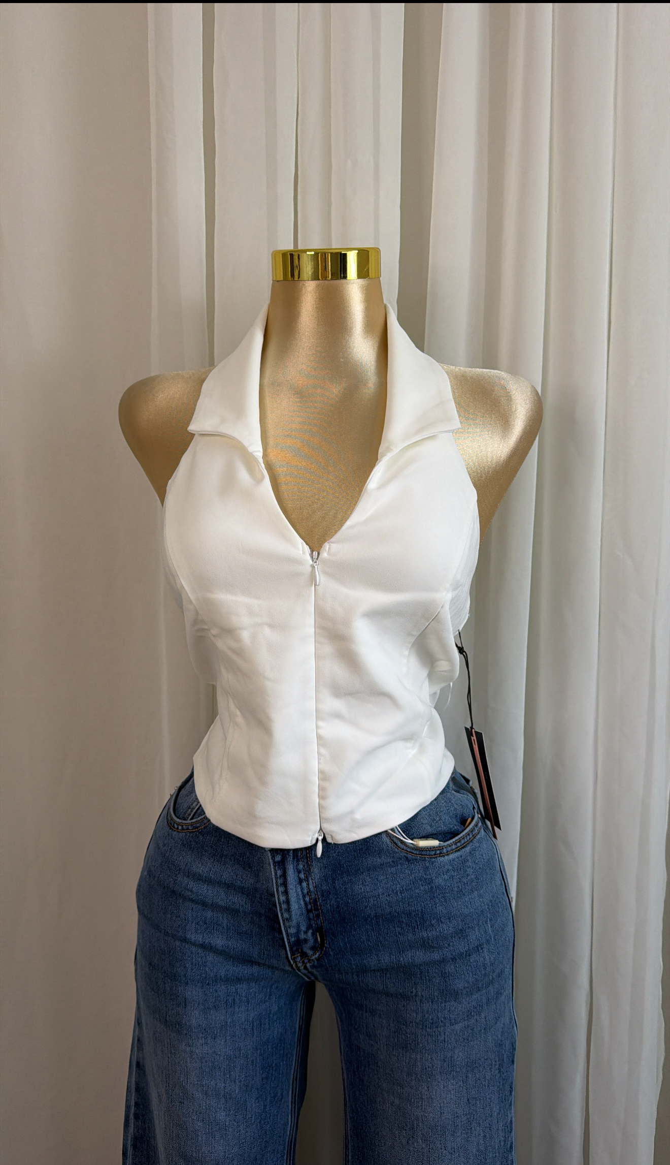 Zipper Halter Top