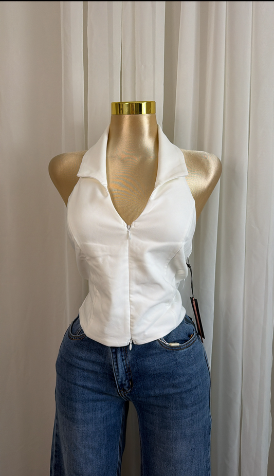 Zipper Halter Top