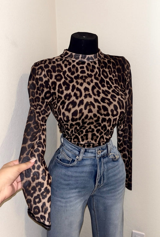 Cheetah Mesh Top