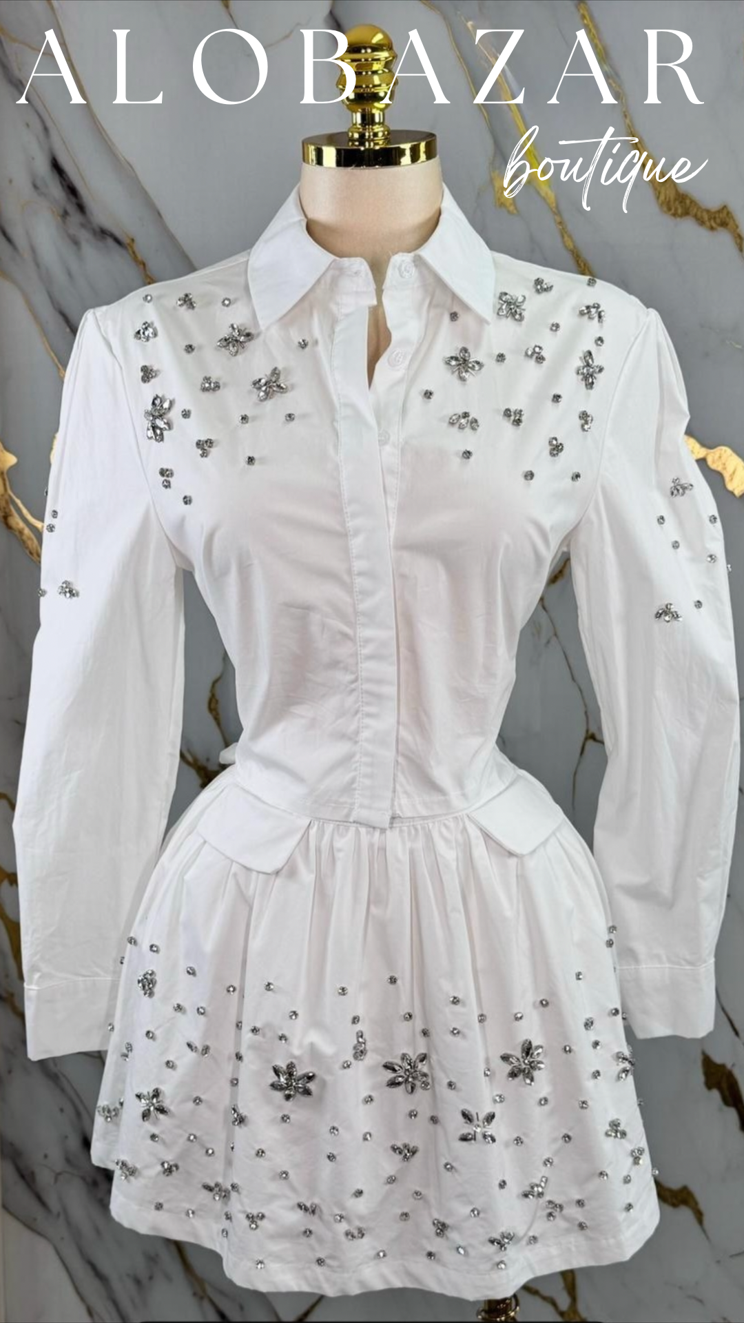 White Glam Skirt Set