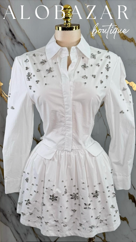 White Glam Skirt Set