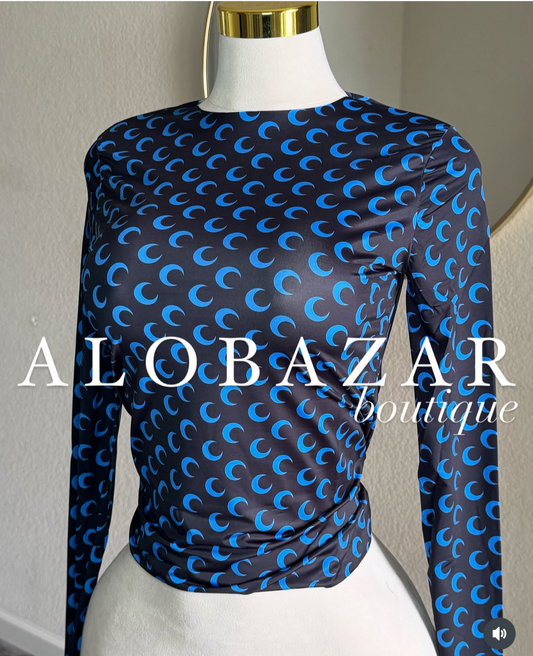 Under the Moon Top- Black/Blue