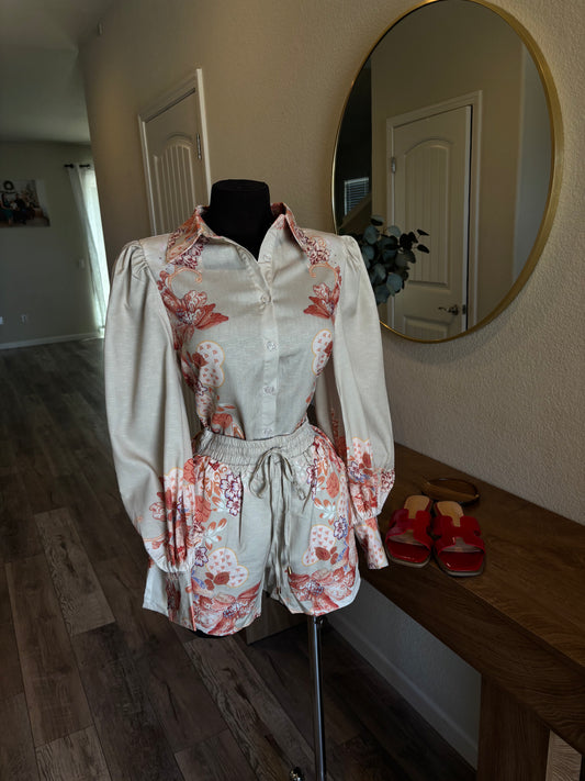 Coral Shorts Set
