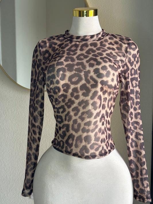 Cheetah Mesh Top