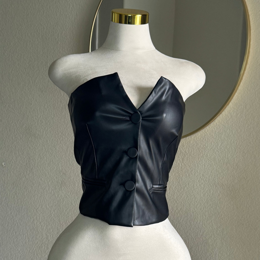 Button Leather Top