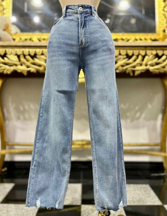 Light Wash Distressed Denim Jean